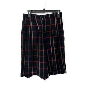 🟢Jones New York Black Plaid Pleated Shorts Size 6